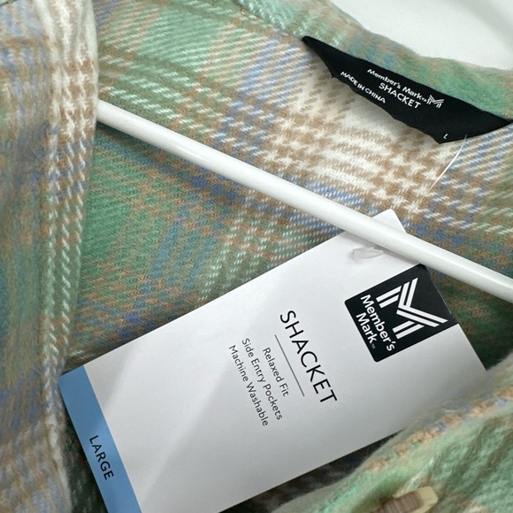 Plaid Kids Jacket in Green and Cream - Picture 2 of 4